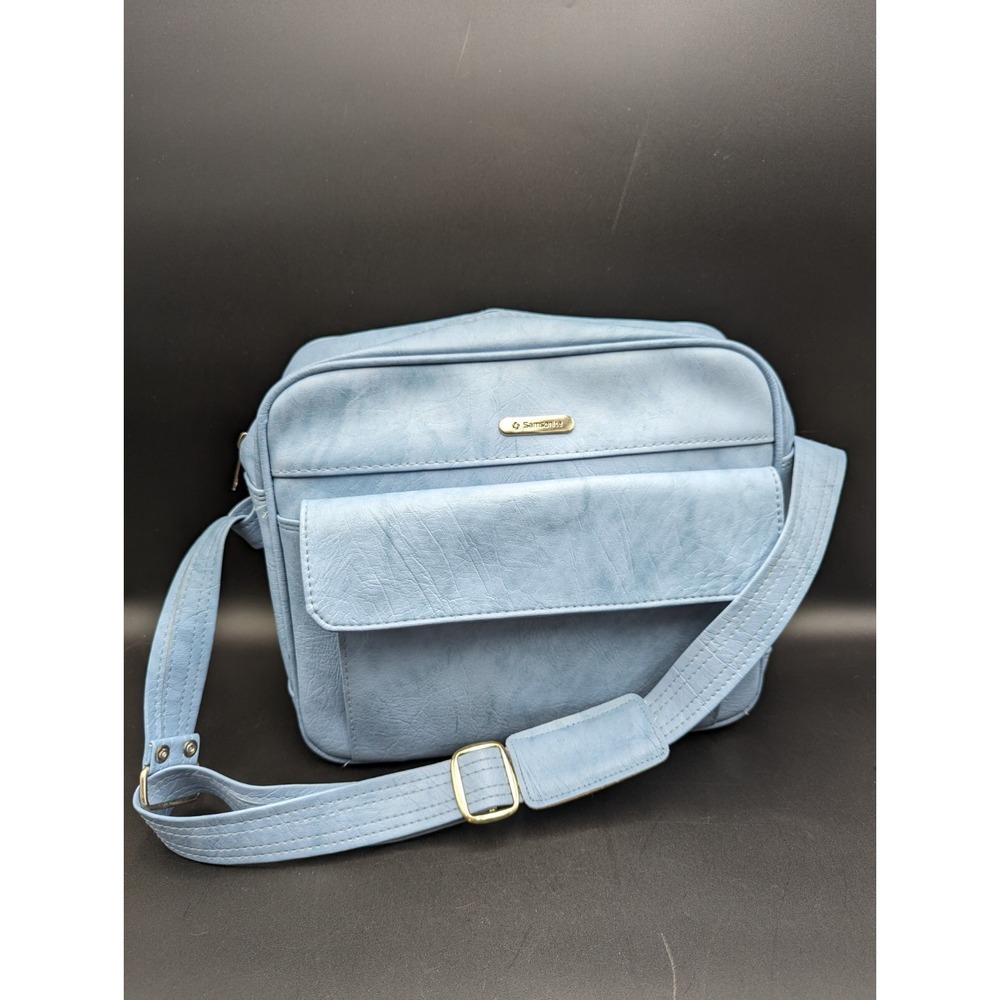 VTG Samsonite Light Blue Carry On Bag Cordoba Travel Luggage Overnight 12X14X6